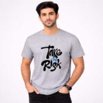 Take The Risk Grey T-Shirt Model