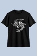Yin Yang Koi Fish Graphic T-Shirt – Artistic Statement Streetwear Tee - Image 2