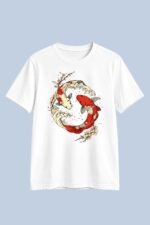 Yin Yang Koi Fish Art Graphic T-Shirt – Symbolic Balance Statement Tee - Image 2