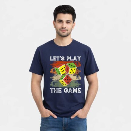 Let's Play The Game Navy T-Shirt Model