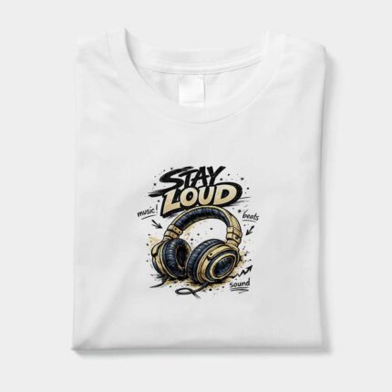 Stay Loud Headphones Graphic T-Shirt | Music Tee