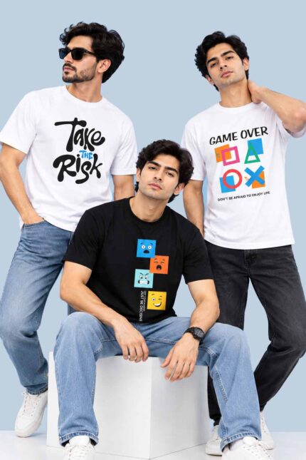 Pack of 3 Graphic T-Shirts – Street Style Cotton Combo