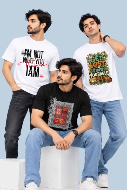 Pack of 3 Premium Graphic T-Shirts – Street Style Cotton Combo