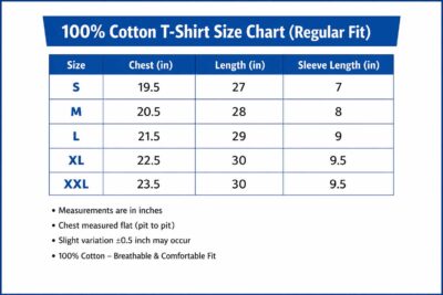 Size Chart Regular Fit XXL