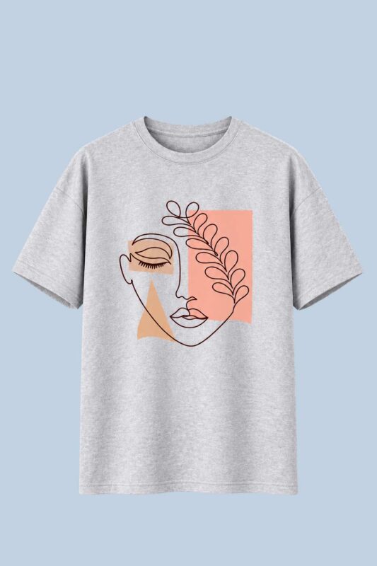 Abstract Face Line Art Grey