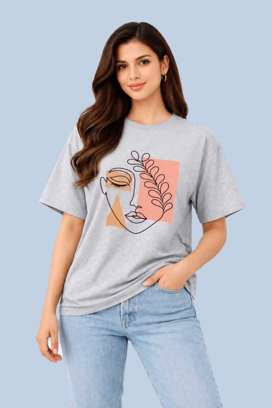 Abstract Face Line Art Grey
