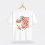 Abstract Face Line Art Floral Graphic T-Shirt for Women