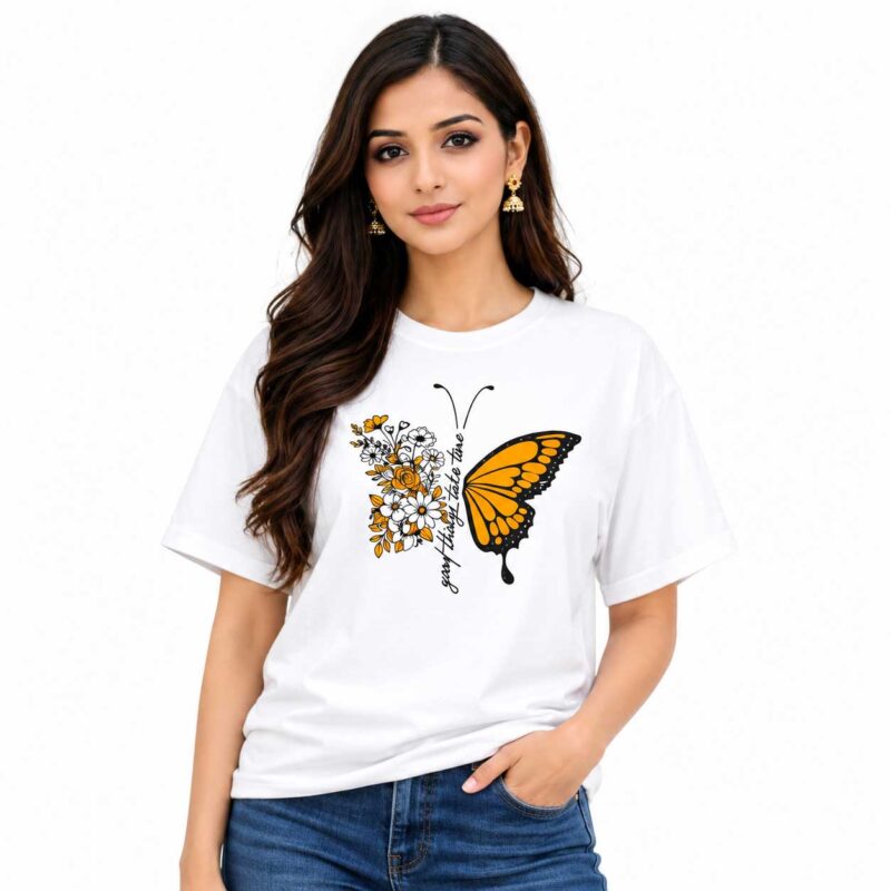 Butterfly Floral Graphic T-Shirt