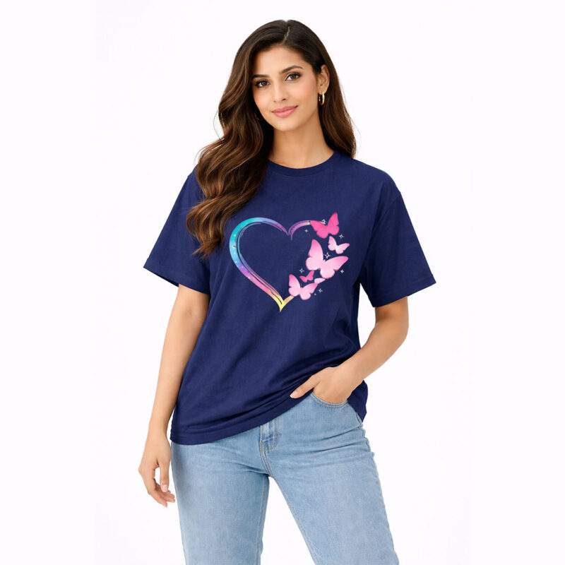 Butterfly Heart Graphic T-Shirt for Women
