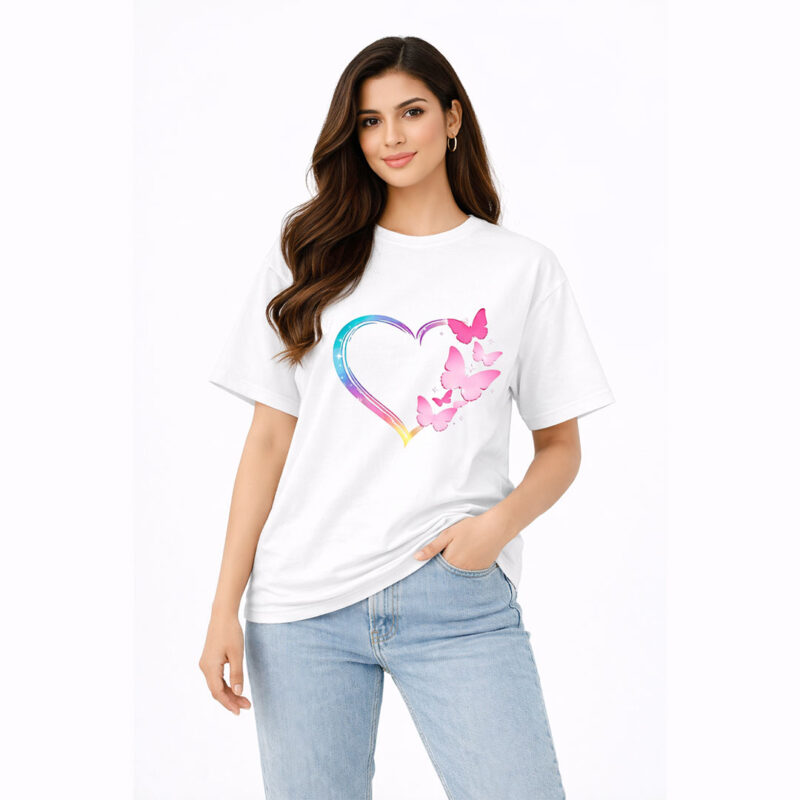 Butterfly Heart Graphic T-Shirt for Women