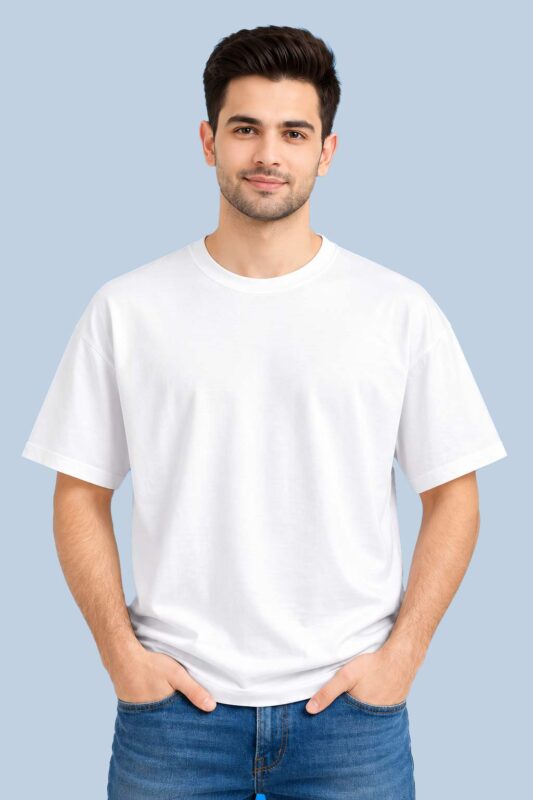 Plain White T-Shirt (Drop Shoulder)