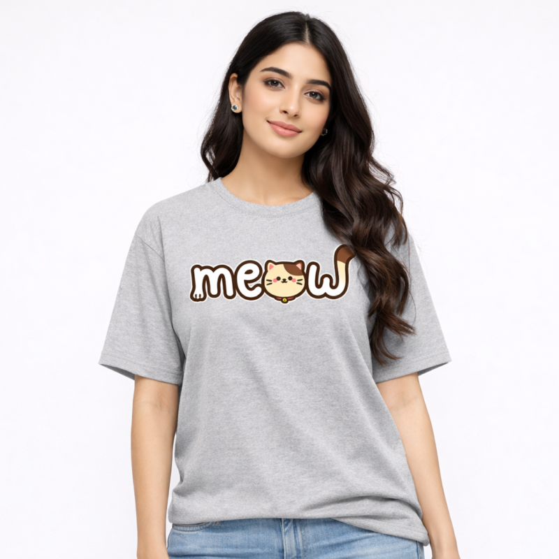 Meow Cat Graphic T-Shirt