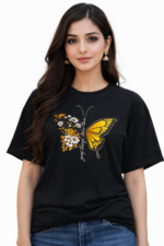 Butterfly Floral Graphic T-Shirt – DTF Printed Aesthetic Tee
