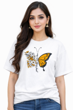 Butterfly Floral Graphic T-Shirt – DTF Printed Aesthetic Tee