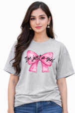 I’m Just a Girl Bow Graphic T-Shirt – DTF Printed Cute Tee