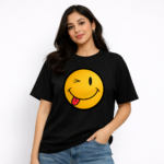 Winking Smiley Face Graphic T-Shirt – DTF Printed Fun Tee