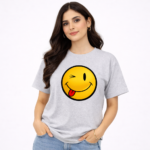 Winking Smiley Face Graphic T-Shirt – DTF Printed Fun Tee
