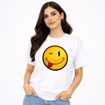 Winking Smiley Face Graphic T-Shirt – DTF Printed Fun Tee