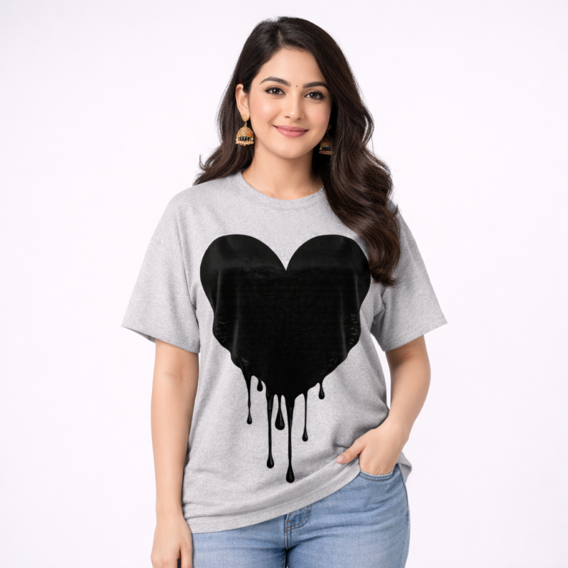 Dripping Heart Graphic T-Shirt – DTF Printed Streetwear Tee