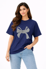 Minimal Bow Graphic T-Shirt – DTF Printed Cute Aesthetic Tee