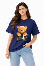 Hey Teddy Bear Graphic T-Shirt – DTF Printed Cute Tee