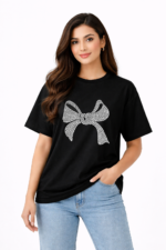 Minimal Bow Graphic T-Shirt – DTF Printed Cute Aesthetic Tee