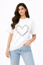 Mama Daisy Heart Graphic T-Shirt – DTF Printed Floral Tee