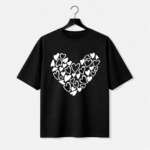 Heart Pattern Graphic T-Shirt – DTF Printed Cute Love Tee