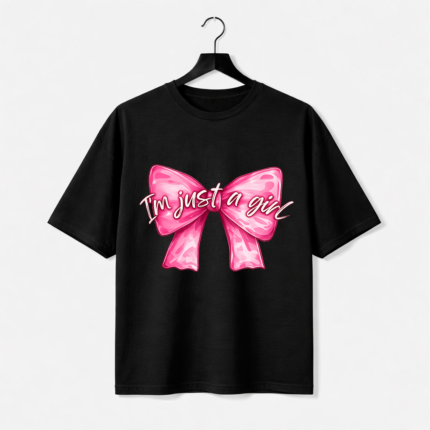 I’m Just a Girl Bow Graphic T-Shirt – DTF Printed Cute Tee