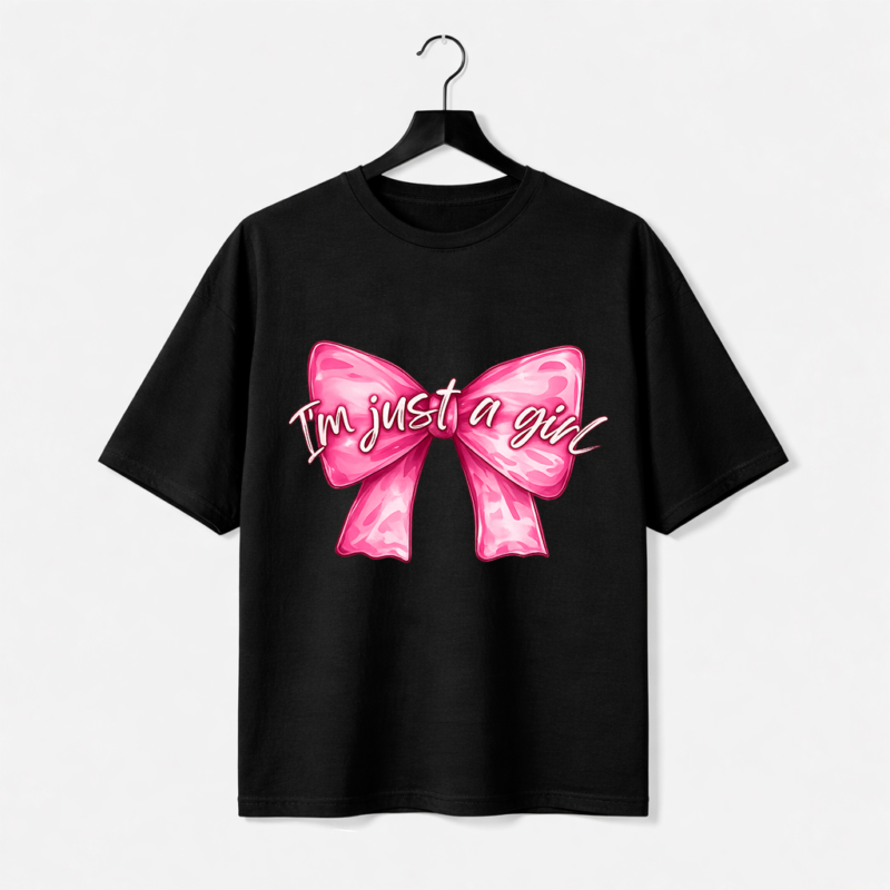 I’m Just a Girl Bow Graphic T-Shirt – DTF Printed Cute Tee
