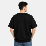 Black Plain Drop Shoulder T Shirt Front