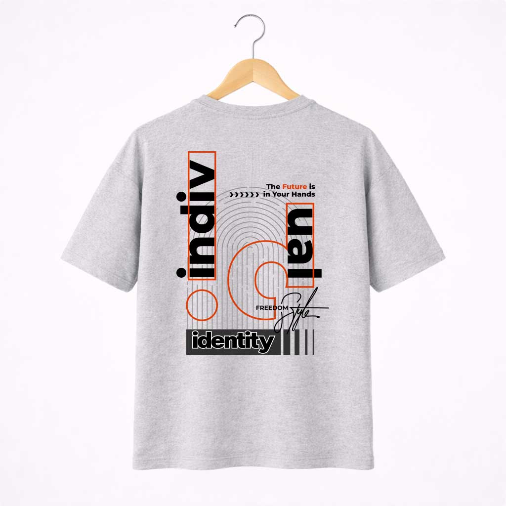 D-Grey-Back-Indiviual Individual Identity Graphic T-Shirt
