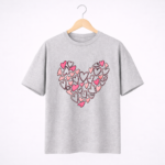 Heart Pattern Graphic T-Shirt – DTF Printed Cute Love Tee
