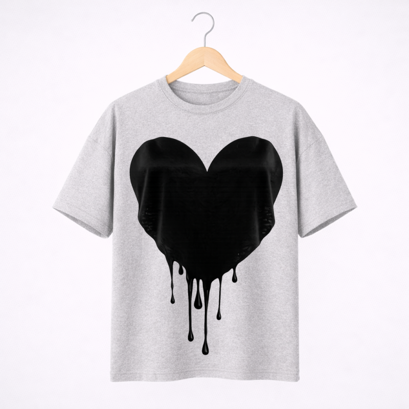 Dripping Heart Graphic T-Shirt – DTF Printed Streetwear Tee