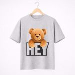 Hey Teddy Bear Graphic T-Shirt – DTF Printed Cute Tee