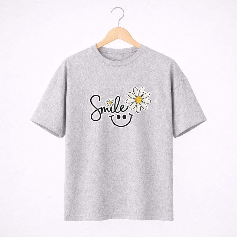 Smile Daisy T-Shirt – Cute Floral Positive Vibe Graphic Tee