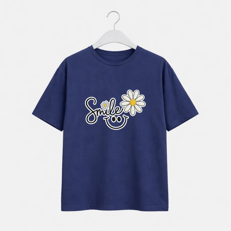 Smile Daisy T-Shirt – Cute Floral Positive Vibe Graphic Tee
