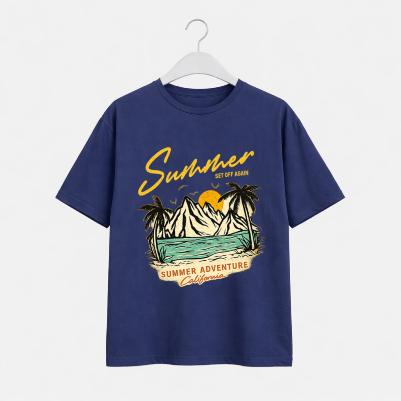 Summer Adventure Graphic T-Shirt – DTF Printed Beach Vibes Tee