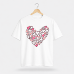 Heart Pattern Graphic T-Shirt – DTF Printed Cute Love Tee