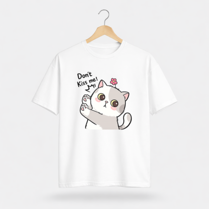 Don’t Kiss Me Cat Graphic T-Shirt – DTF Printed Cute Tee