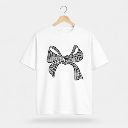 Minimal Bow Graphic T-Shirt – DTF Printed Cute Aesthetic Tee