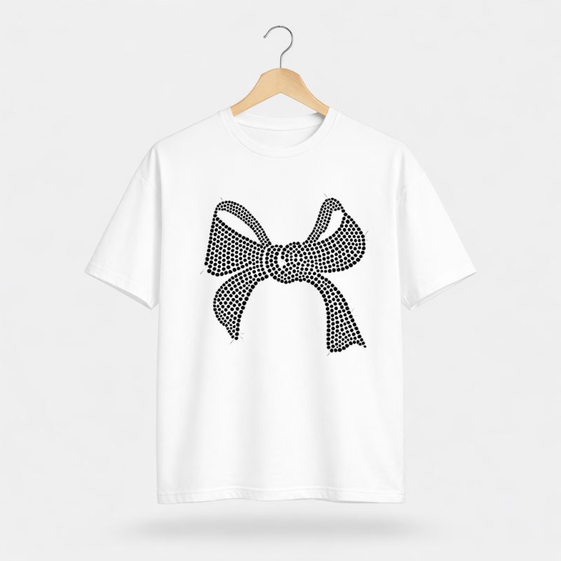 Minimal Bow Graphic T-Shirt – DTF Printed Cute Aesthetic Tee