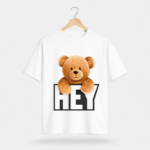 Hey Teddy Bear Graphic T-Shirt – DTF Printed Cute Tee