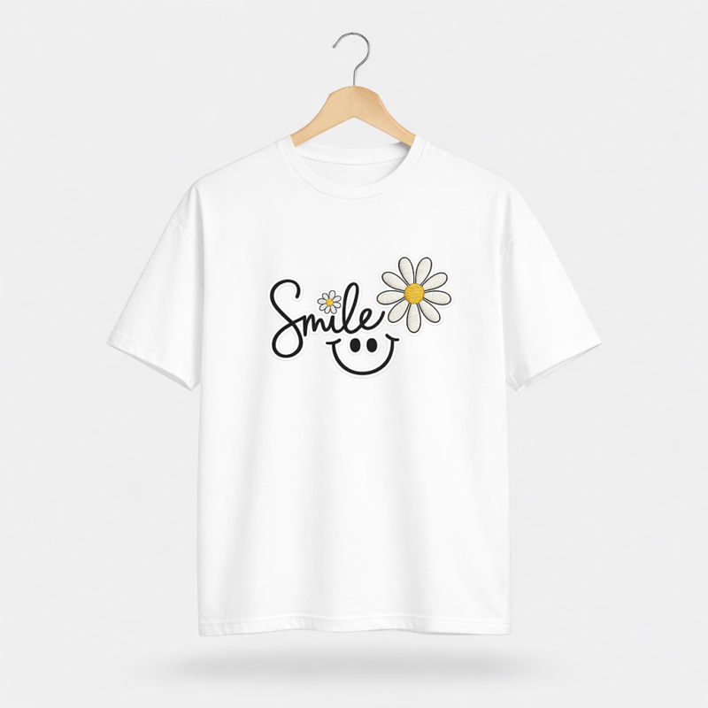 Smile Daisy T-Shirt – Cute Floral Positive Vibe Graphic Tee