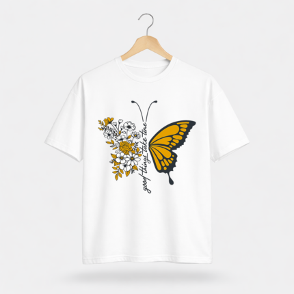 Butterfly Floral Graphic T-Shirt – DTF Printed Aesthetic Tee