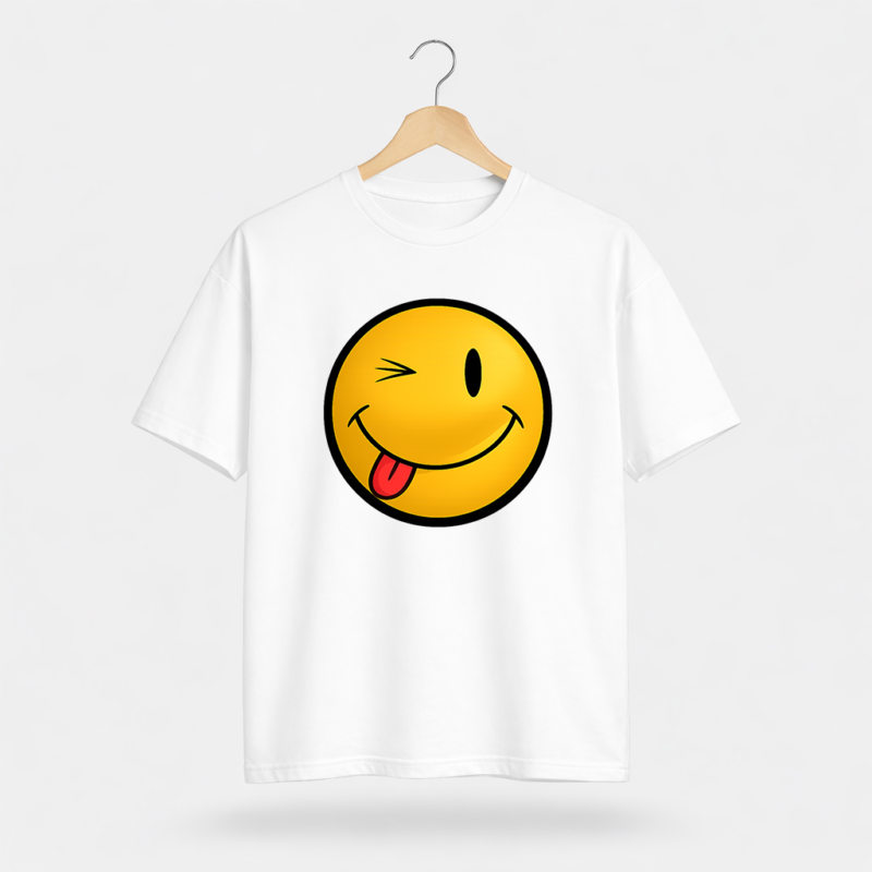 Winking Smiley Face Graphic T-Shirt – DTF Printed Fun Tee