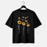 Faith Hope Love Sunflower Butterfly Graphic T-Shirt for Women