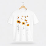 Faith Hope Love Sunflower Butterfly Graphic T-Shirt for Women