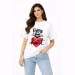 Follow Your Heart Typography Graphic T-Shirt for Women
