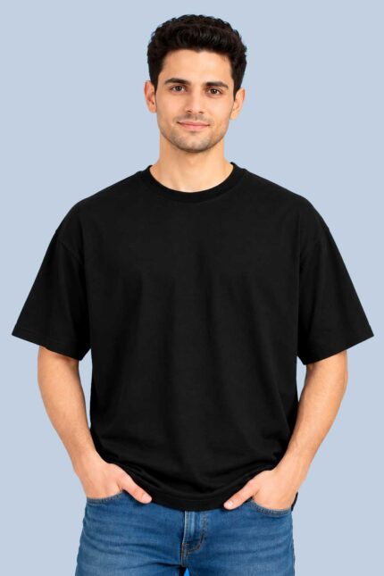 Plain Black T-Shirt (Drop Shoulder)